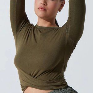 Noli Yoga - Wrap Top - Rib Olive